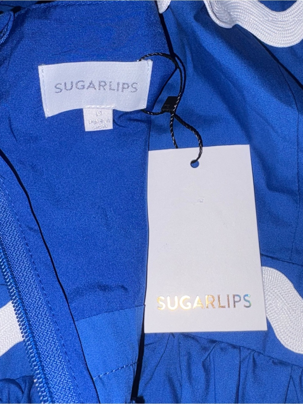 Sugarlips Edith Tiered Midi Dress MEDIUM Blue/White NEW WITH TAGS - Picture 9 of 10